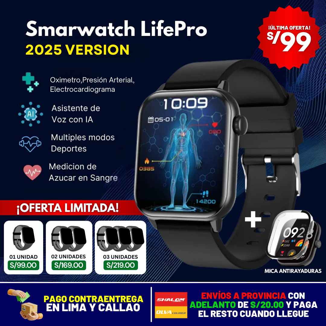SMARTWATCH GLUCOMETRO 2025