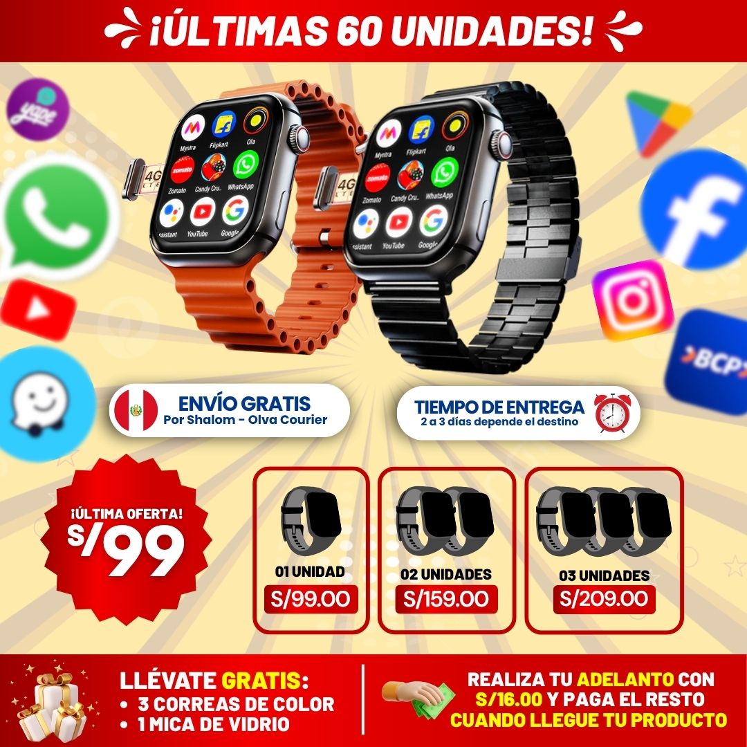 SMARTWATCH ULTRA CON CHIP 2025 | ANDROID 4RAM/128ROM